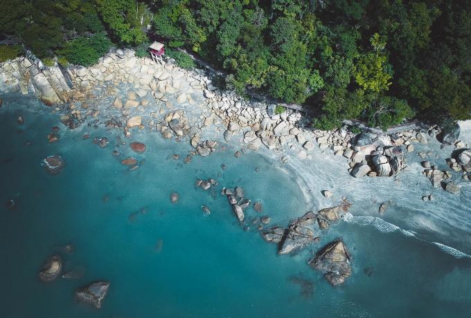 Aerial shot of coastline